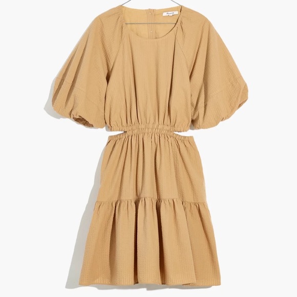 NWT Madewell Tan Seersucker Dress - Picture 4 of 10